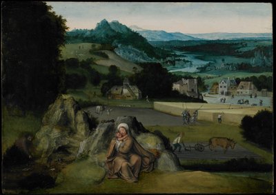 الباقي على الرحلة إلى مصر (حقل القمح المعجزة) c.1518-24 (زيت على لوح) بواسطة يواكيم (ورشة) باتينير