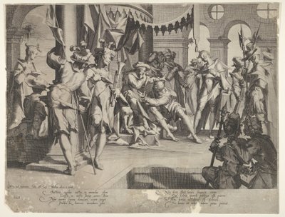 القاضي التحيز ذرف الدموع ، اللوحة التاسعة من Thronus Justitiæ ، 1605 بواسطة فيليم فان سواننبورغ