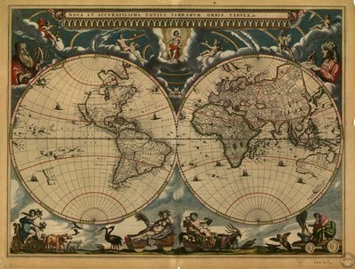 (Nova et accurateatissima totius terrarum orbis tabula). الموقع 98687202 بواسطة جوان بلاو