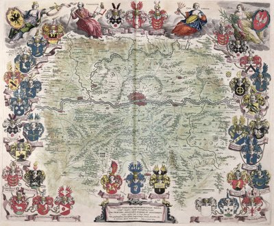 خريطة فرانكفورت والمنطقة المحيطة بها ، من "Nova Hanc Territori Francofurtensis Tabulum" ، 1649 بواسطة جوان بلاو