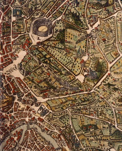 خريطة روما ، بقلم جوان بلاو (1596-1673) ، مطبوعة من مسرح الولايات المتحدة والأميرالية الإيطالية بواسطة جوان بلاو