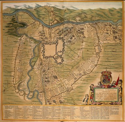 حصار تورين عام 1639 ، نقش ملون من Theatrum Sabaudiae بواسطة Joan Blaeu ، طُبع في إيطاليا بواسطة جوان بلاو