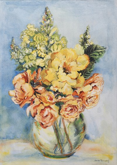 الورود الصفراء و Antirrhinums ، 2001 ، (مرحاض على ورق مصنوع يدوياً) بواسطة جوان ثيسي
