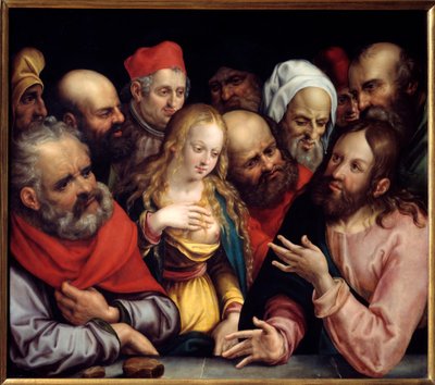 رسم المسيح والمرأة الزانية على الورق المقوى بواسطة جوبست هاريش (1580-1617) 1617 صن. 0،73x0،84 م بواسطة جوبست هاريش