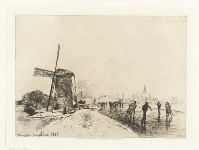 منظر لـ Maassluis Vue de la ville de Maaslins (Hollande) (عنوان السلسلة) بواسطة يوهان بارثولد جونغكيند