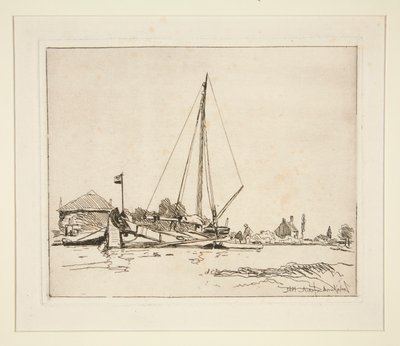 La Barque amarr؟ e (المركب الراسي) بواسطة Johan-Barthold Jongkind