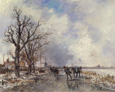 المتزلجين على نهر Schie ، بالقرب من روتردام ، 1866 بواسطة يوهان بارثولد جونغكيند