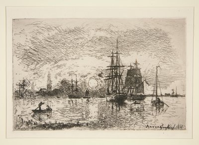 غروب الشمس - ميناء د بواسطة Johan-Barthold Jongkind