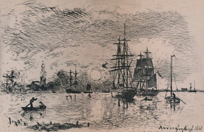 غروب الشمس في ميناء أنتويرب ، 1868 ، 1946 بواسطة يوهان بارثولد جونغكيند