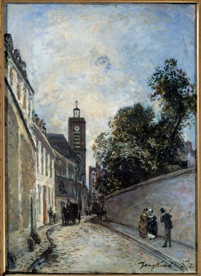 منظر لشارع de l'Abbe de l'epee وكنيسة Saint Jacques du haut pas à Paris لوحة لجان بارتولد جونغكيند (1819-1891) (ec.holl.) 1872 شمس. 0.47x0.33 م باريس ، متحف أورساي بواسطة يوهان بارثولد جونغكيند
