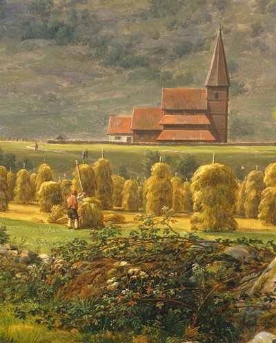 جمع القش بواسطة يوهان كريستيان كلوسن دال (1788-1857) ، النرويج القرن التاسع عشر بواسطة يوهان كريستيان دال