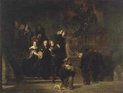 الحريق في القصر الملكي ، ستوكهولم ، 7 مايو 1697 ، 1862-66 بواسطة يوهان فريدريك هوكيرت