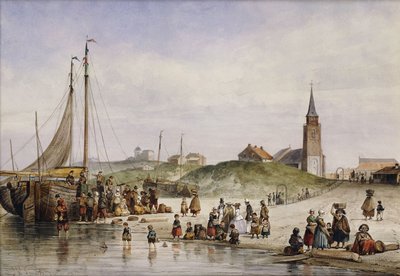 صياد سمك على شاطئ مع بلدة بعدها ، 1857 بواسطة يوهان جيرارد سميتس