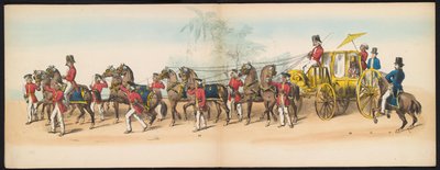 حفلة تنكرية لطلاب دلفت ، 1857 (اللوحة 3) موكب بالملابس أقامه أعضاء فيلق طلاب دلفت في الخامس من مايو 1857 ، يصور موكب غاريبيغ لسلطان دجوكارتا وأكثر الأنواع المميزة من شمال بواسطة يوهان هندريك هوفميستر