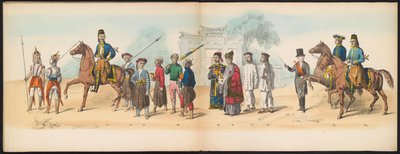 حفلة تنكرية لطلاب دلفت ، 1857 (اللوحة 8) موكب بالملابس أقامه أعضاء فيلق طلاب دلفت في الخامس من مايو 1857 ، يصور موكب غاريبيغ لسلطان دجوكارتا وأكثر الأنواع المميزة من شمال بواسطة يوهان هندريك هوفميستر