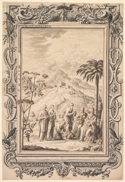 رسم توضيحي وتصميم الحدود للكتاب المقدس النحاسي Kupfer-Bibel ، ج. 1730. بواسطة يوهان ملكيور فوسلي