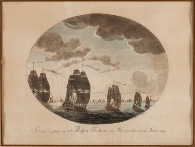 معركة أولاند البحرية في 26 يوليو 1789 ، ج. 1790. بواسطة يوهان بيتر كوملين