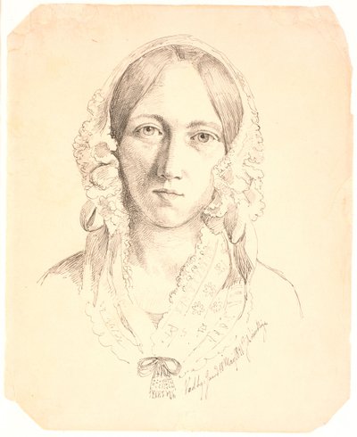 صورة لامرأة شابة وجه واحد. ربما تمثل لويز ماري نيرغارد (1816-1895) بواسطة يوهان توماس لوندبي