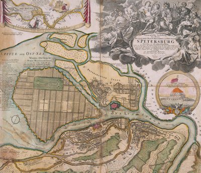 خريطة لمخطط سانت بطرسبرغ الرئيسي ، كاليفورنيا. 1718-1719 بواسطة يوهان بابتيستا هومان