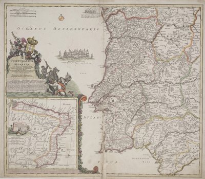 البرتغال والغارف (بورتوغاليا وآخرون الغاربيا) ، حوالي 1704 (نقش ملون يدويًا) بواسطة يوهان بابتيستا هومان