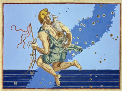 Auriga ، كوكبة نصف الكرة الشمالي ، من "Uranometria" بواسطة Johann Bayer ، محفورة بواسطة Alexander Mair (1559-c.1616) 1603 (نقش نحاسي ملون باليد) بواسطة يوهان باير