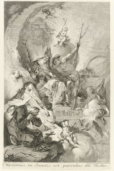 Het Christuskind als Salvator Mundi التقى Verscheidene Heiligen en paus Clemens XIII أعظم القديسين هو ذلك الولد الصغير (العنوان على الشيء) بواسطة فرانز انطون مولبرتش