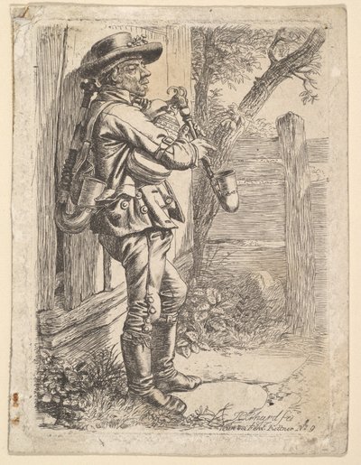 The Bagpiper1819. بواسطة يوهان كريستيان ارهارد