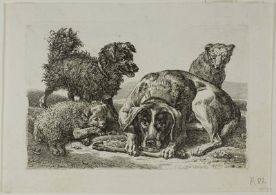 أربعة كلاب من Die Zweite Thierfolge بواسطة Johann Christian Reinhart