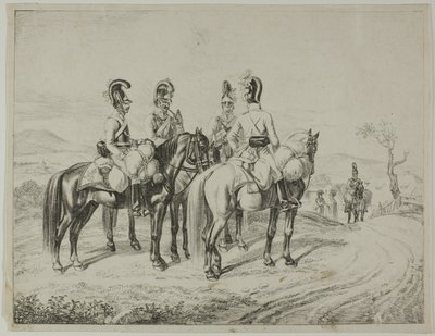 أربعة Cuirassiers على منحدر بواسطة يوهان كريستوف ارهارد