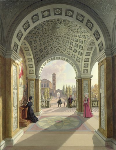 فناء الكنيسة الإيطالية ، 1845 بواسطة يوهان اردمان هاميل