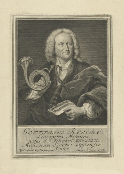 صورة لاعب البوق والملحن جوتفريد ريتش 1667-1734 ، 1727. بواسطة يوهان فريدريش روزباخ