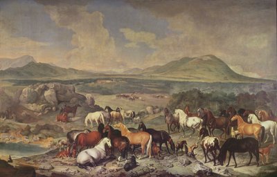 The Imperial Stud with الخيول Lipizzaner بواسطة Johann Georg Hamilton