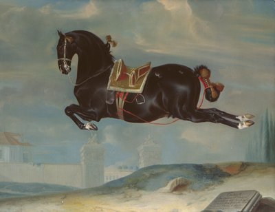 الحصان الأسود "كوريوسو" يؤدي كابريول بواسطة Johann Georg Hamilton