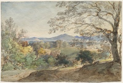 منظر عبر وادي إن إلى جبال الألب ونيوبورن ، ج. 1790. بواسطة ماكسيميليان يوهان جورج فون ديليس
