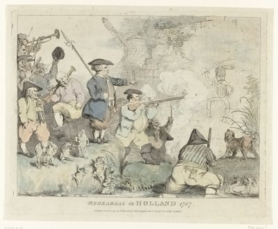 الأعادة بروفة في هولندا 1787 (العنوان على الكائن) أربعة رسوم متحركة إنجليزية عن باتريوتس عام 1787 (عنوان المسلسل) بواسطة توماس هارمر