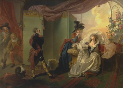 أوليفيا ، ماريا ومالفوليو من "Twelfth Night،" Act III، Scene IV بواسطة Johann Heinrich Ramberg