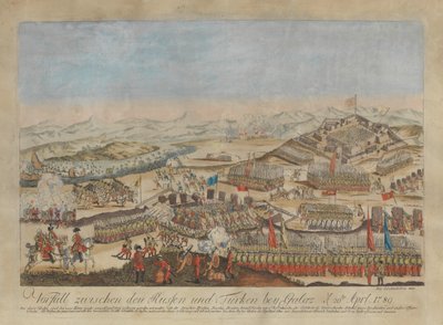 حادثة بين الجيشين الروسي والعثماني في جالاتي في 20 أبريل 1789 ، 1789. بواسطة يوهان هيرونيموس لويشينكوهل