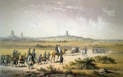 هاينريش بارث يقترب من تمبكتو، حوالي عام 1860 (طباعة حجرية) بواسطة يوهان مارتن (بعد) بيرناتز