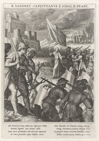يقود القديس يوحنا كابيسترانو القوات المسيحية في حصار بلغراد عام 1615 بواسطة يوهان ماتياس كاجر