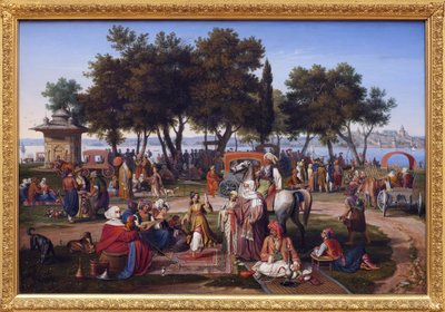 المياه العذبة في آسيا القسطنطينية (اسطنبول الحالية ، تركيا). لوحة يوهان مايكل ويتمر (1802-1880) ، زيت على قماش بواسطة يوهان مايكل ويتمر