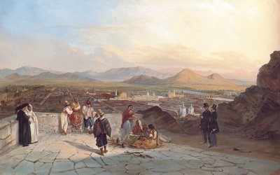 سانتياغو دي تشيلي من تل سانتا لوسيا المطل على الغرب ، 1841 بواسطة يوهان موريتز روجينداس