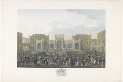 تدشين ويليام الأول في بروكسل في 21 سبتمبر 1815 اثنتا عشرة لوحة لوصول وتنصيب ويليام الأول في بروكسل ومعارك كواتر-براس وواترلو في عام 1815 (عنوان السلسلة) بواسطة جيه إل فان بيفر
