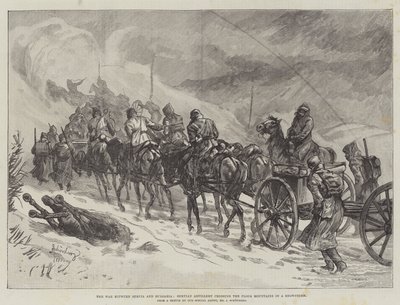 الحرب بين سيرفيا وبلغاريا ، عبور مدفعية سيرفيان جبال بلوكا في عاصفة ثلجية بواسطة Johann Nepomuk Schonberg