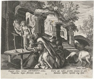 أنتوني العظيم كناسك ذكر الناسك (عنوان المسلسل) Solitudo Sive Vitae Patrum Eremicolarum (عنوان السلسلة) بواسطة يوهان سادلر (أنا)