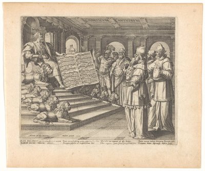 طباعة Motet وصفحة العنوان مع سليمان كملحن لنشيد الأناشيد Canticum Canticorum (العنوان على الكائن) نشيد الأنشاد (عنوان المسلسل) بواسطة مارتن دي فوس