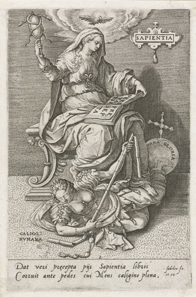 الحكمة (Sapientia) تتغلب على الحيرة البشرية (Caligo Humana) Sapientia (العنوان على الكائن) الفضائل تتغلب على الرذائل (عنوان السلسلة) بواسطة يوهان سادلر (أنا)