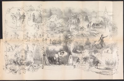 رسم كاريكاتوري في تقويم طالب ليدن ، 1856 أحلام الصور من ليلة حفلة تنكرية (العنوان على الكائن) بواسطة هنري روشيسن