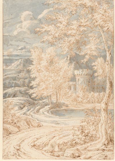 منظر طبيعي لجبال أركاديان مع برج دائري بواسطة يوهانس جلوبر