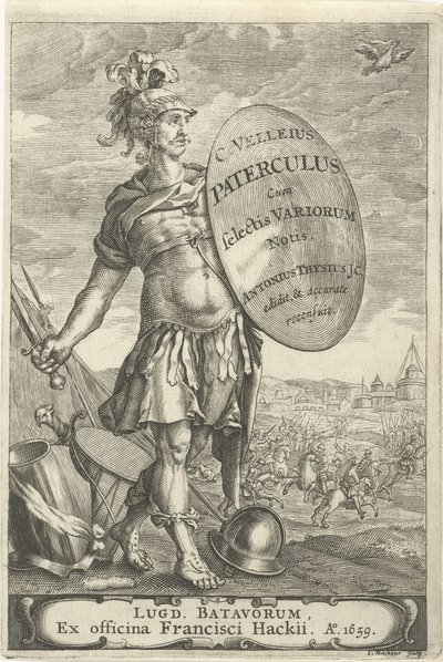 Romeinse krijgsman voor een slagveld Titelpagina voor Caius Velleius Paterculus cum Selectis Variorum Notis، 1659 بواسطة جون هاكيوس