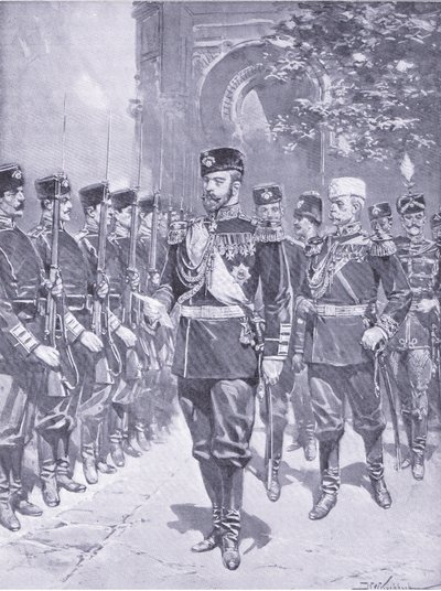 جلالة الإمبراطور القيصر ، توضيح من تاريخ كاسيل للحرب الروسية اليابانية المجلد 1 ، c.1900 بواسطة يوهانس هيرمان باريند كوكوك